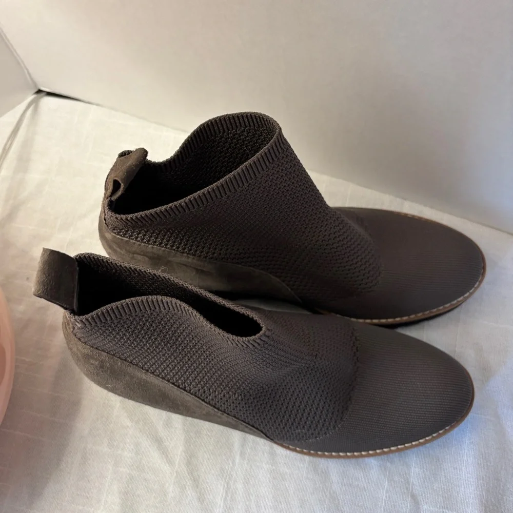 Eileen Fisher Gray Wedge Ankle Boots Women’s Size 11M Career Winter - Picture 4 of 12